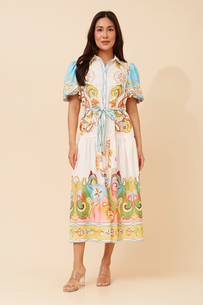 ZARIN BORDER PRINT MAXI DRESS