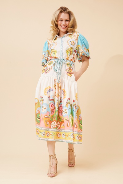 ZARIN BORDER PRINT MAXI DRESS