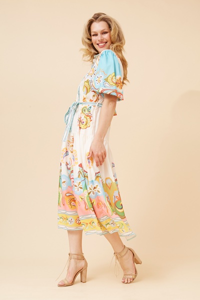 ZARIN BORDER PRINT MAXI DRESS