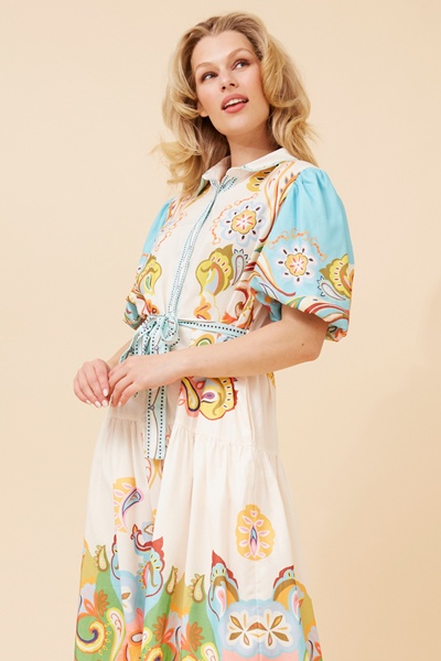 ZARIN BORDER PRINT MAXI DRESS