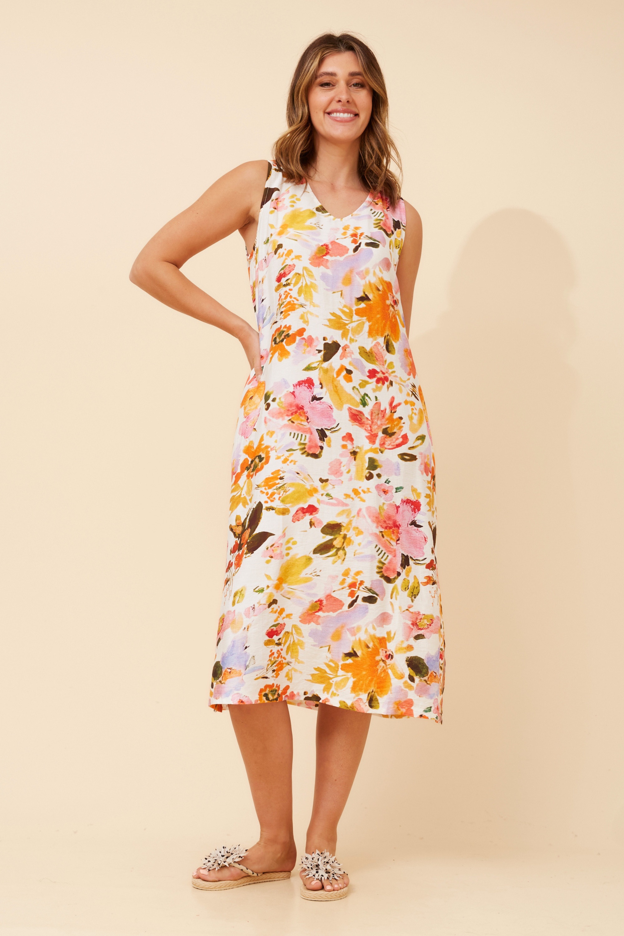 ZAVAN FLORAL MIDI DRESS