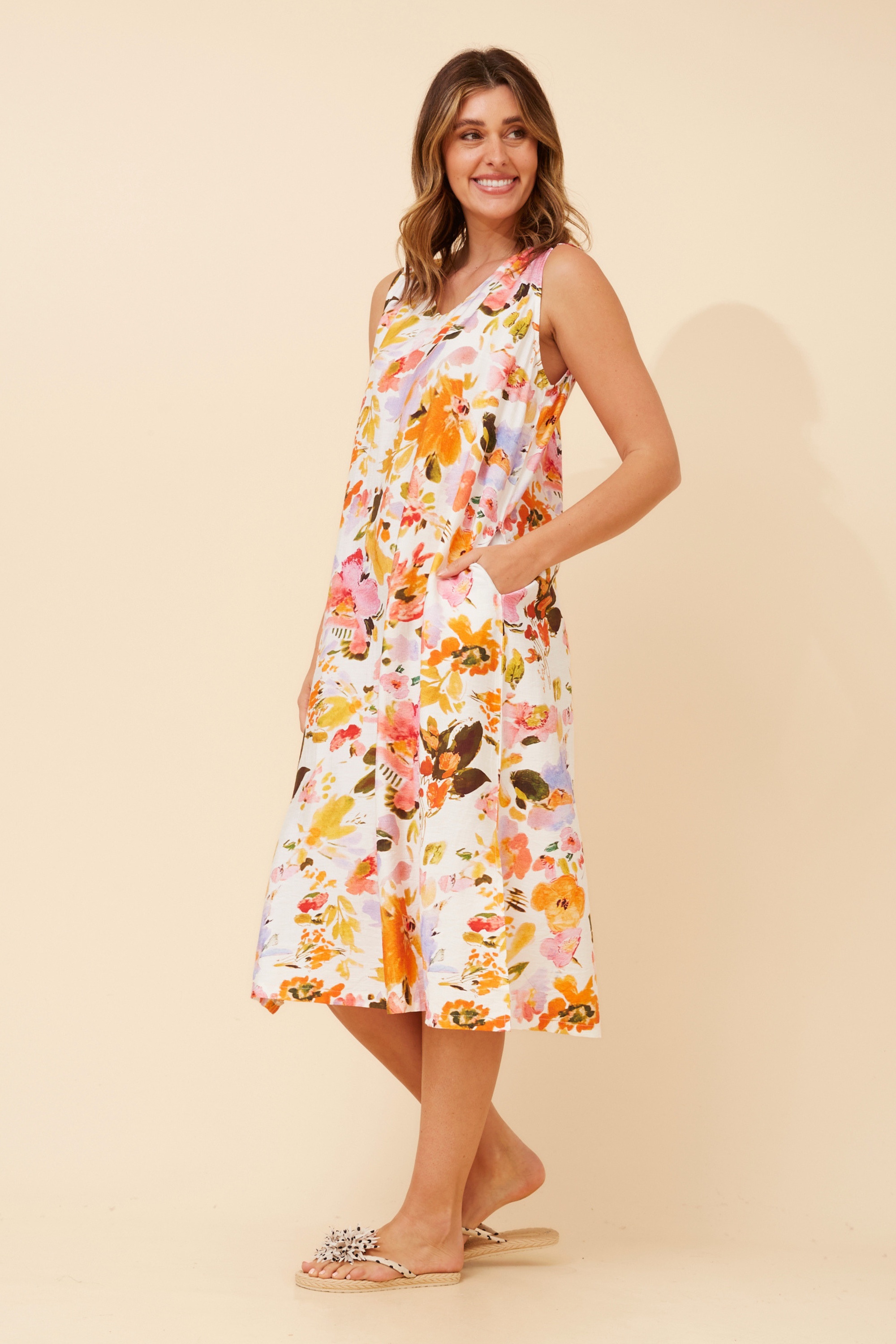 ZAVAN FLORAL MIDI DRESS