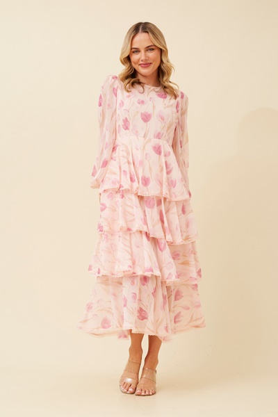 ZEMIRA FLORAL RUFFLE DRESS