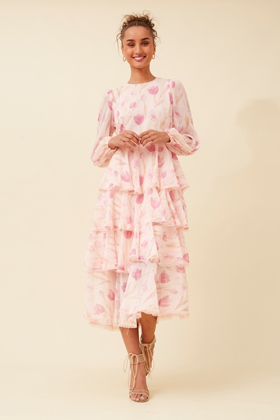 ZEMIRA FLORAL RUFFLE DRESS