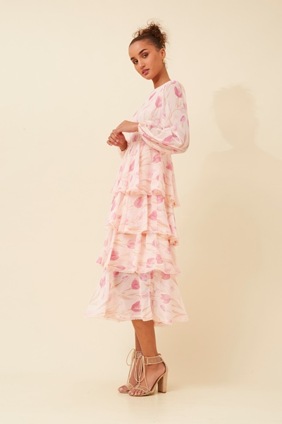 ZEMIRA FLORAL RUFFLE DRESS