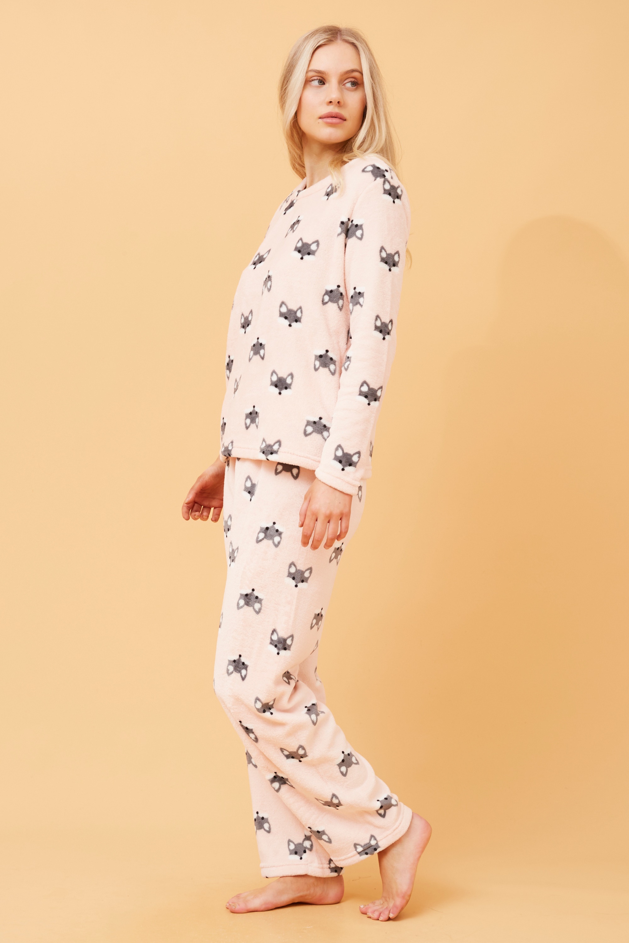 ZEN FOX PRINT PLUSH PYJAMA SET