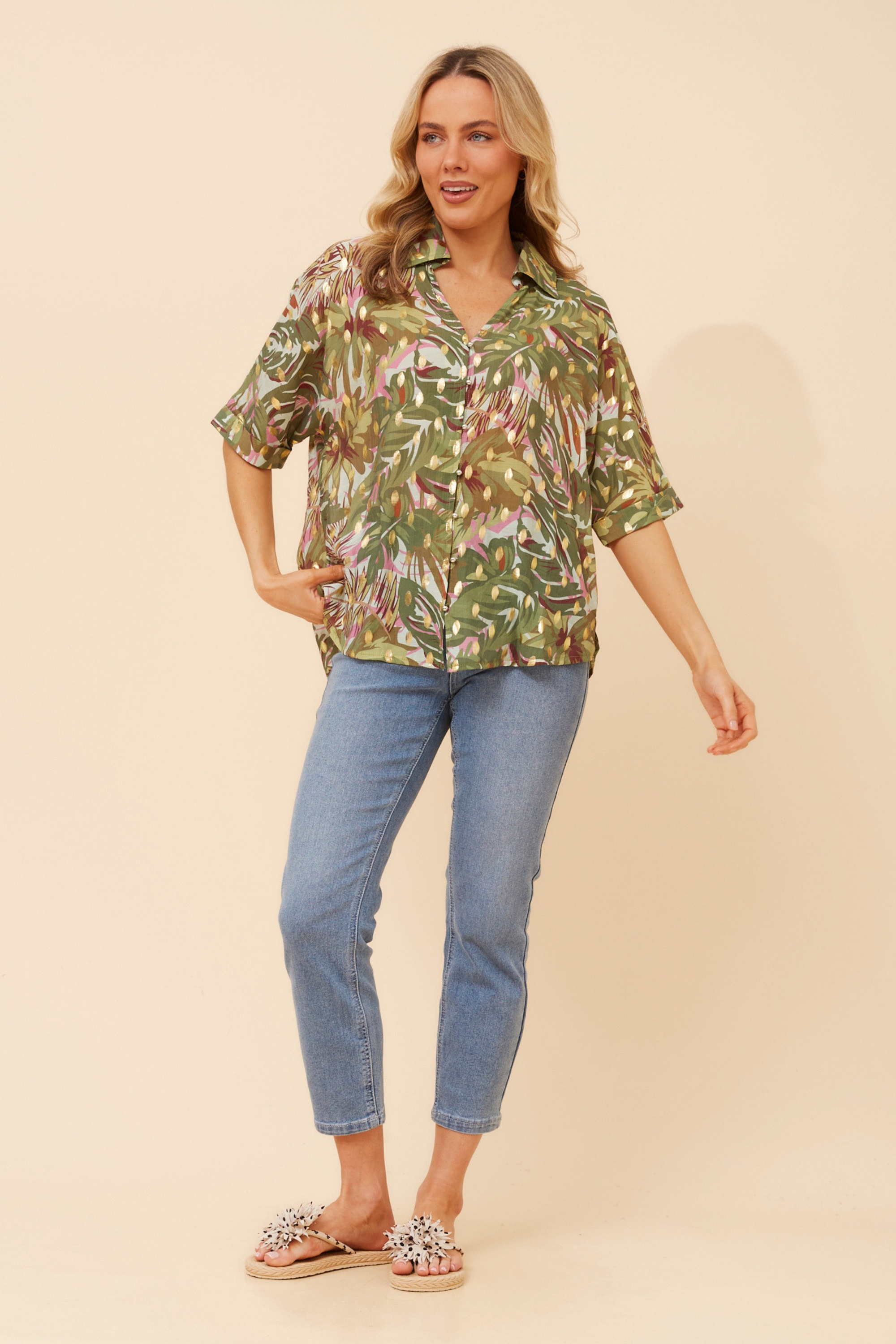 ZENAIDA FOIL PRINT TOP