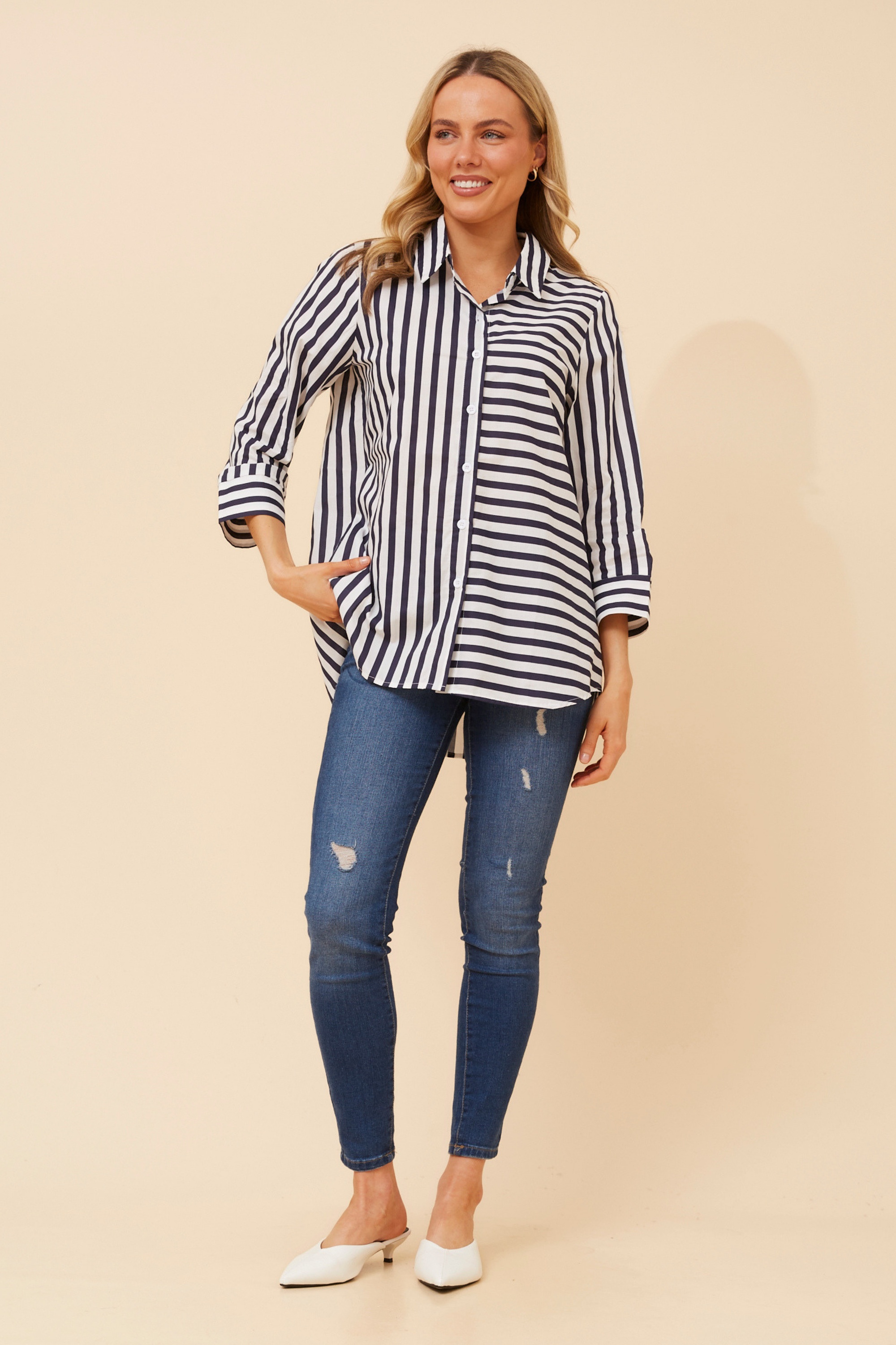 ZENYA STRIPE PRINT SHIRT