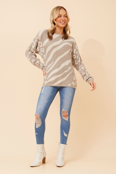 ZEVA WOOL BLEND KNIT PULLOVER
