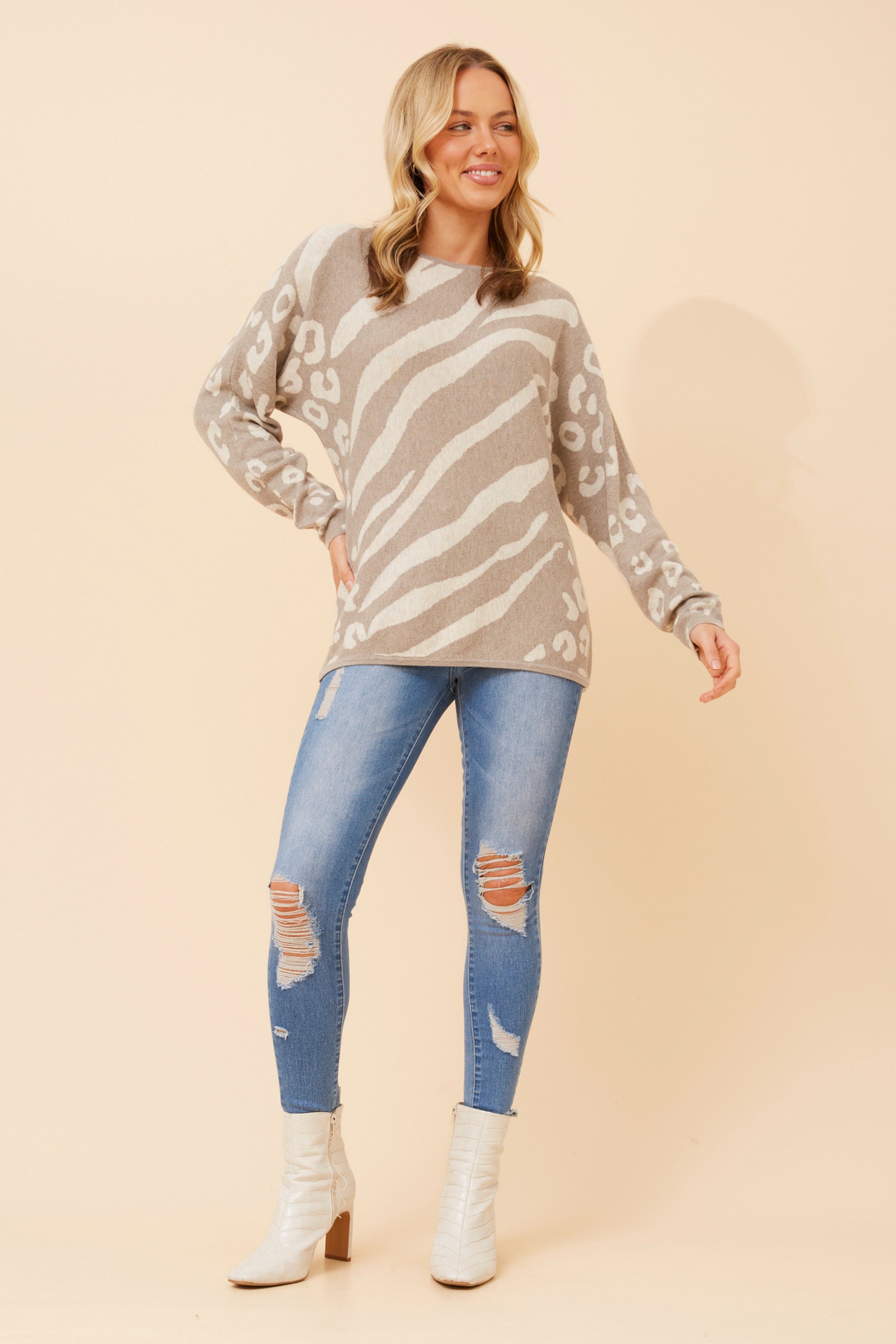 ZEVA WOOL BLEND KNIT PULLOVER