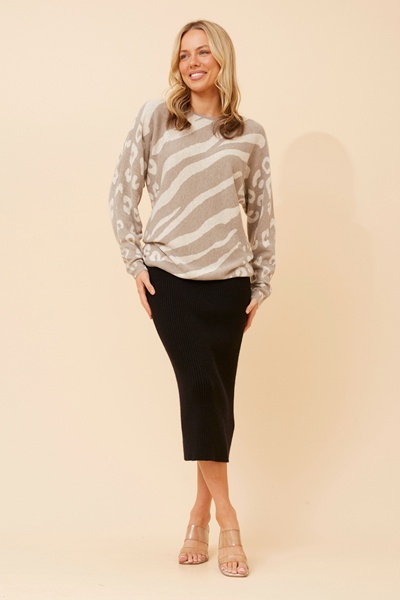 ZEVA WOOL BLEND KNIT PULLOVER