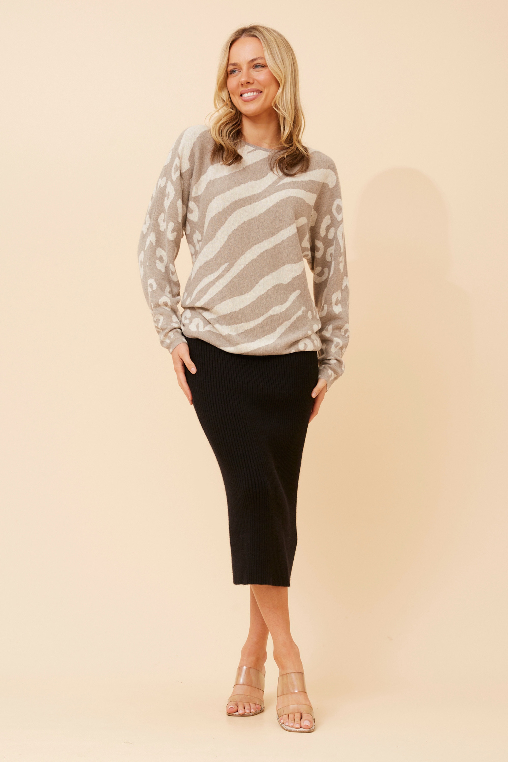 ZEVA WOOL BLEND KNIT PULLOVER
