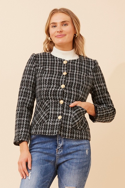 ZHAN CHECK PRINT JACKET