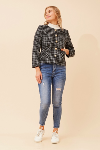 ZHAN CHECK PRINT JACKET