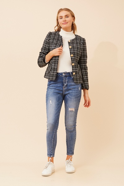 ZHAN CHECK PRINT JACKET