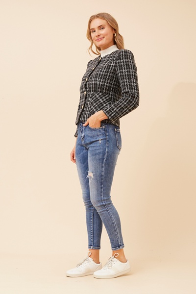 ZHAN CHECK PRINT JACKET