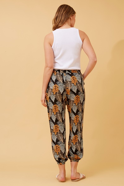 ZILA LEAF PRINT BOHO PANTS