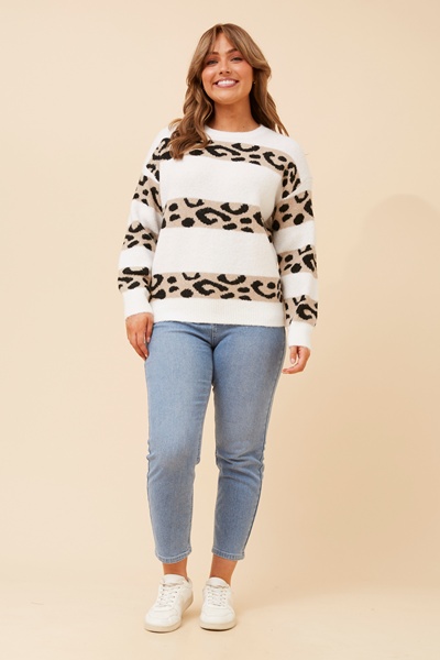ZINAIDA ANIMAL PRINT KNIT PULLOVER