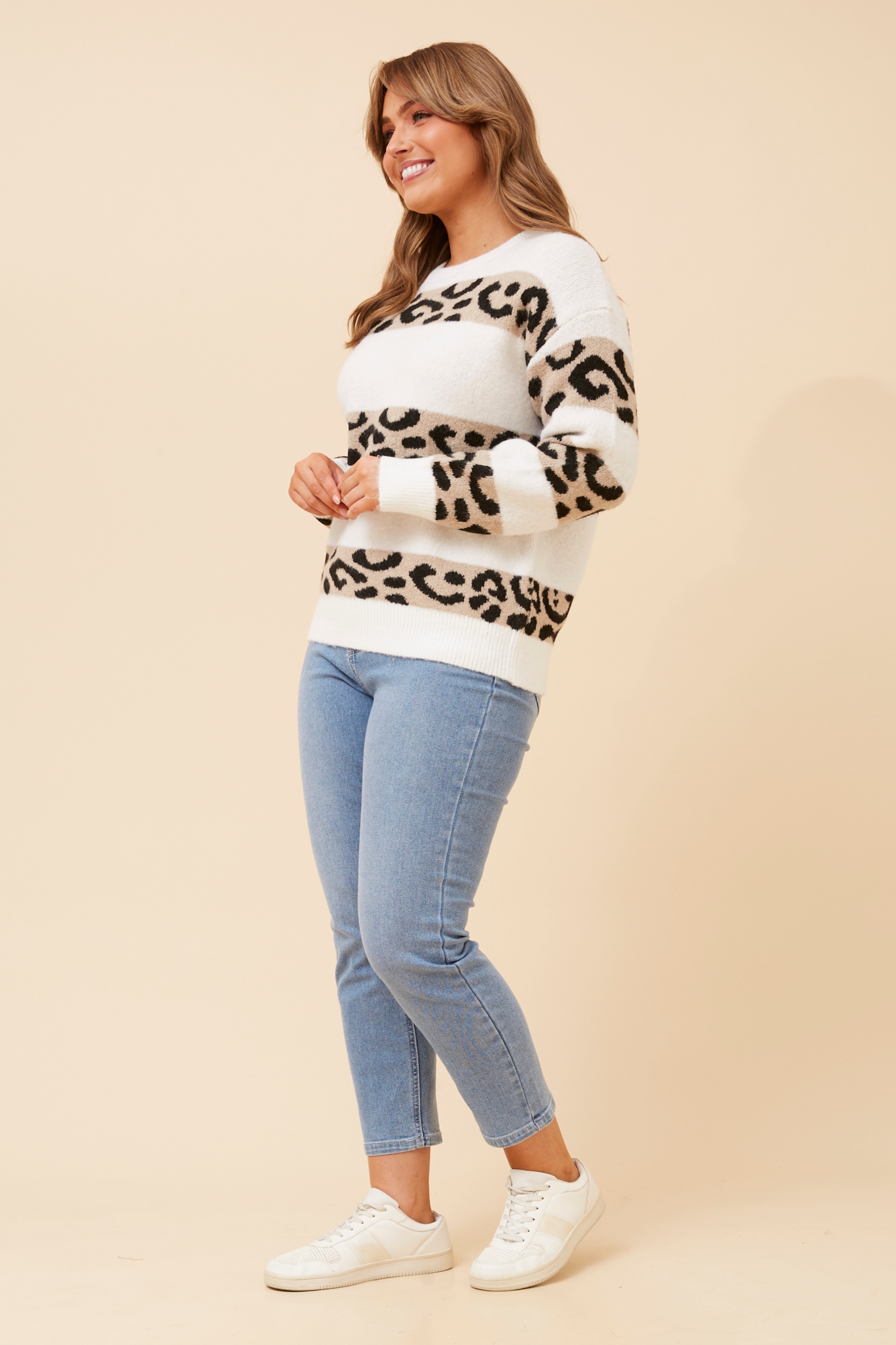 ZINAIDA ANIMAL PRINT KNIT PULLOVER