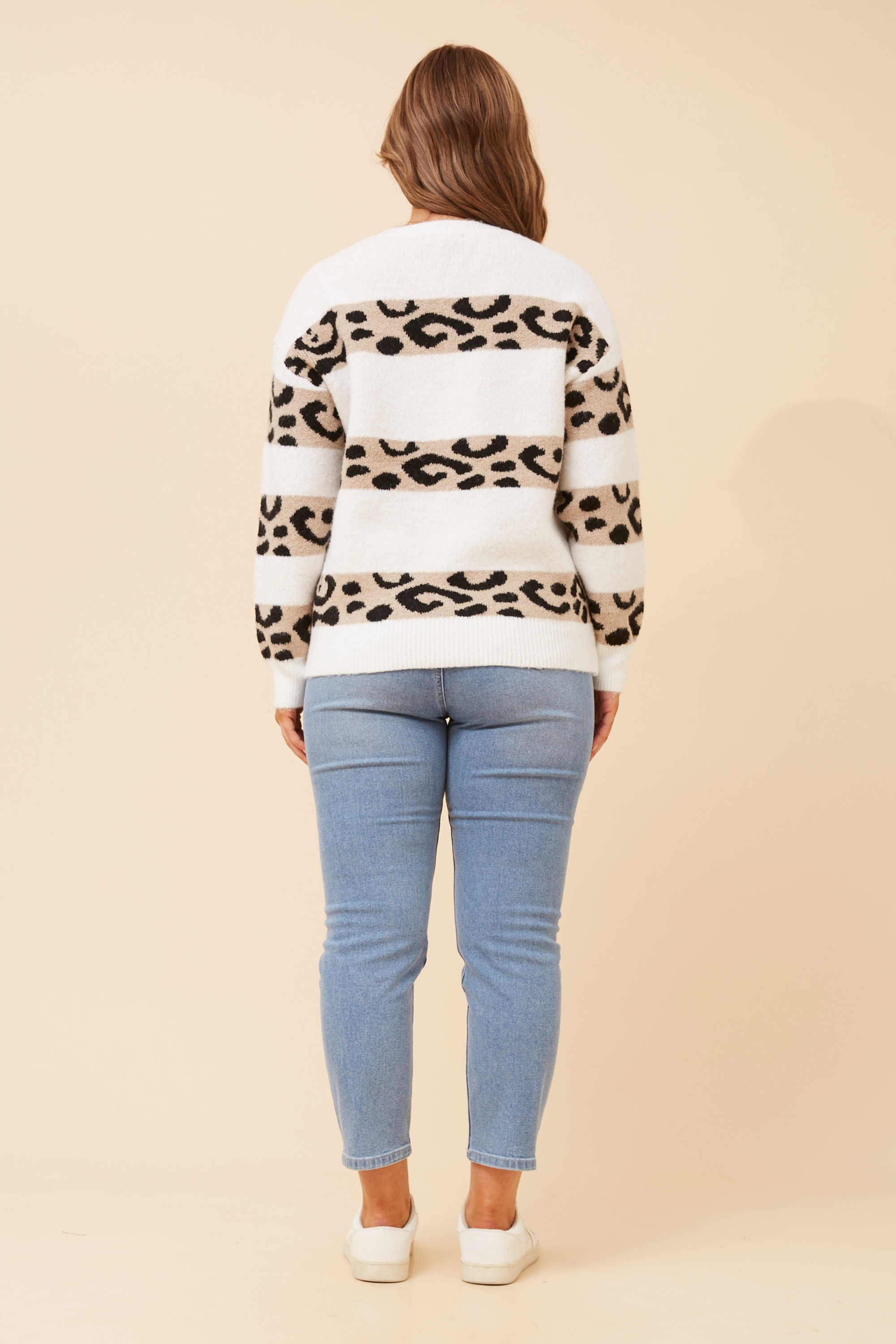 ZINAIDA ANIMAL PRINT KNIT PULLOVER
