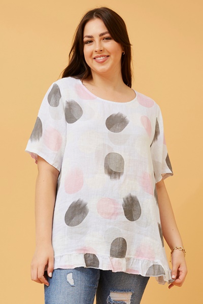 ZINNIA POLKA DOT LINEN TOP