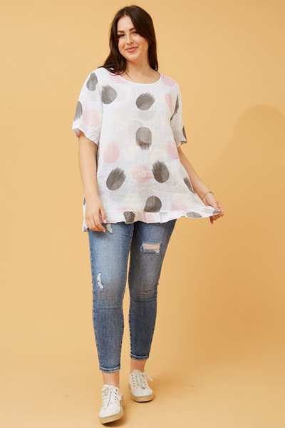 ZINNIA POLKA DOT LINEN TOP