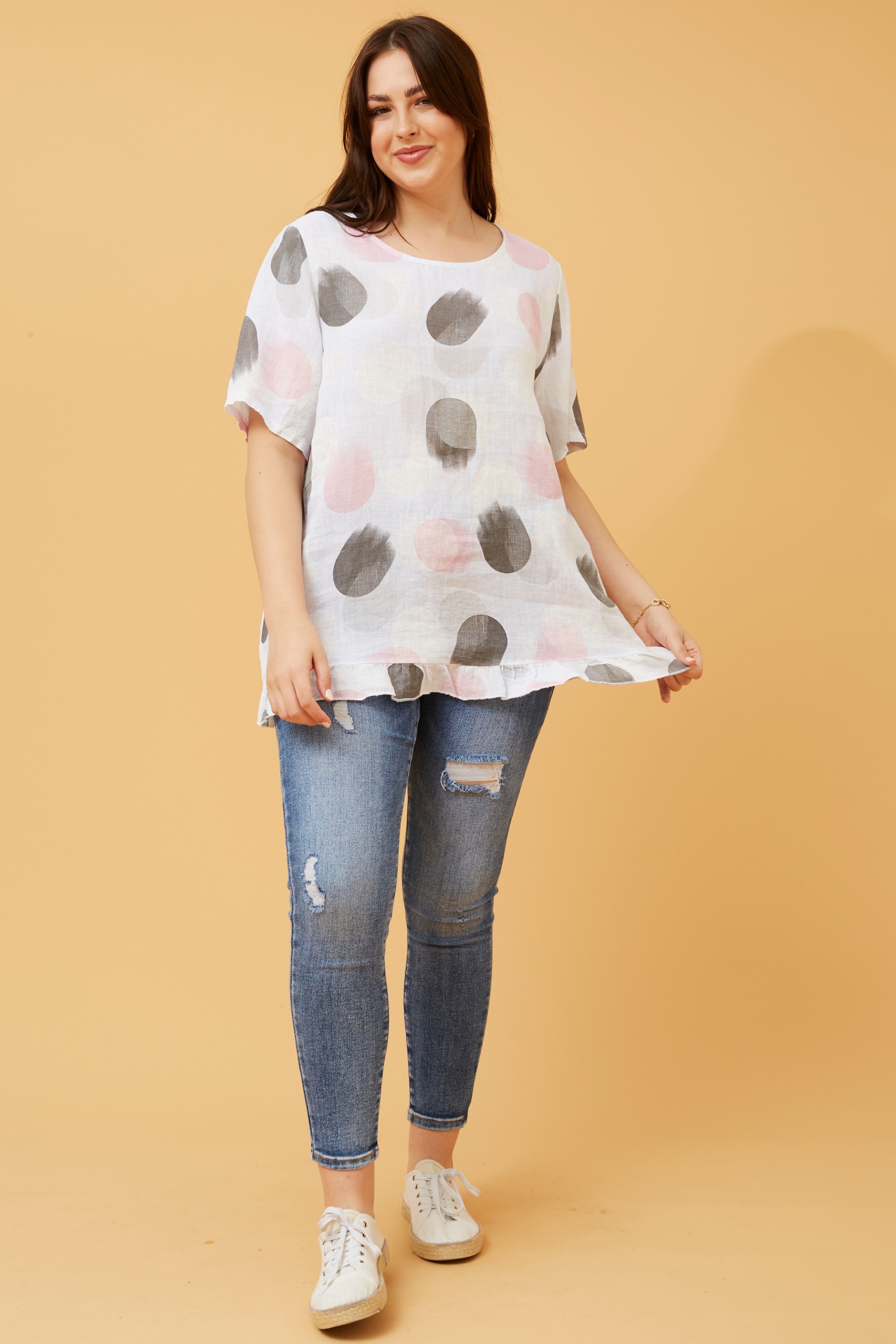 ZINNIA POLKA DOT LINEN TOP