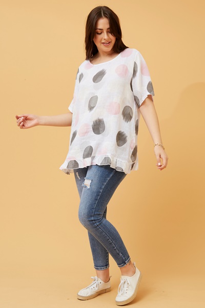 ZINNIA POLKA DOT LINEN TOP