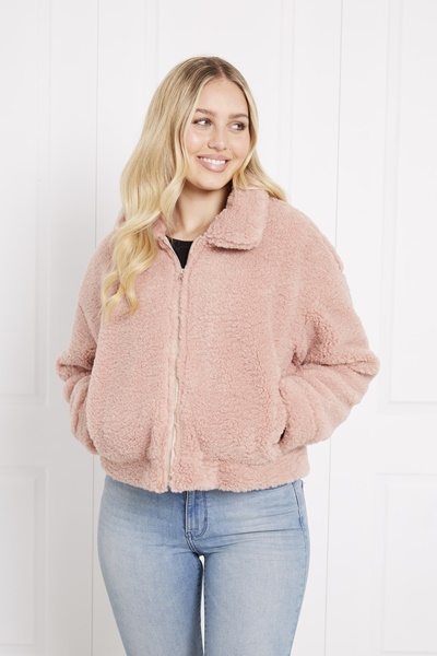 ZIP FRONT FAUX FUR JACKET