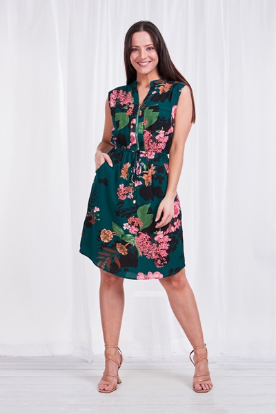 ZIP NECK FLORAL DRESS
