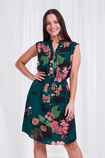 ZIP NECK FLORAL DRESS