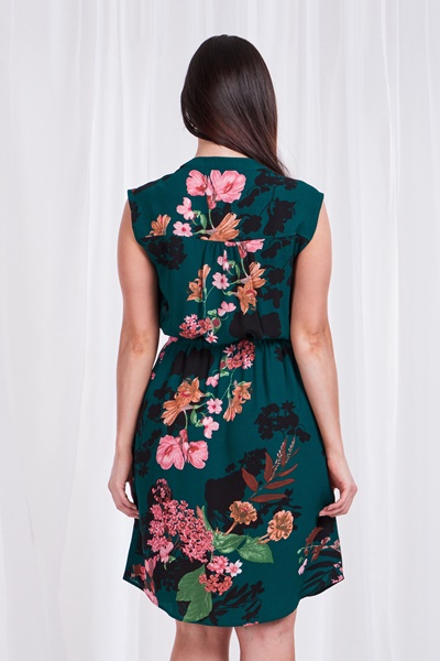 ZIP NECK FLORAL DRESS
