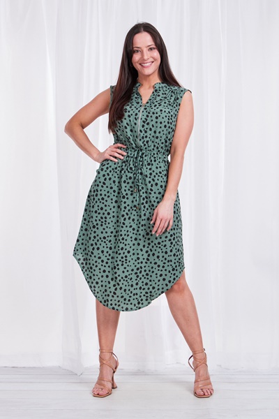 ZIP NECK PRINTED DRESS