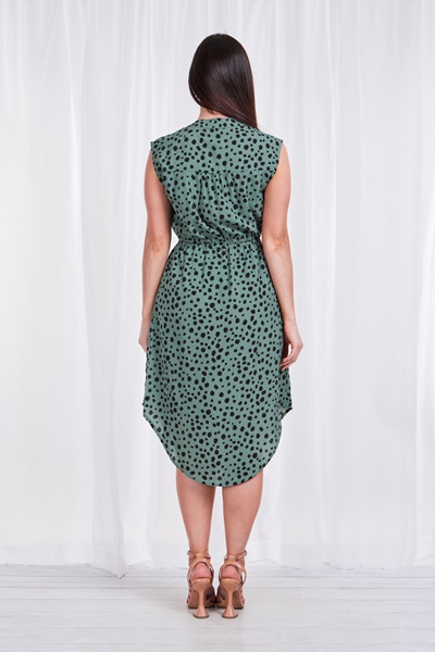 ZIP NECK PRINTED DRESS