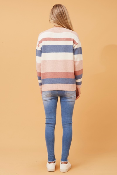 ZISKA STRIPED KNIT PULLOVER