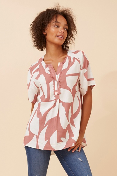 ZOLYNN ABSTRACT PRINT SHIRT