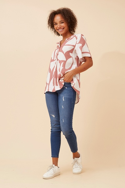 ZOLYNN ABSTRACT PRINT SHIRT