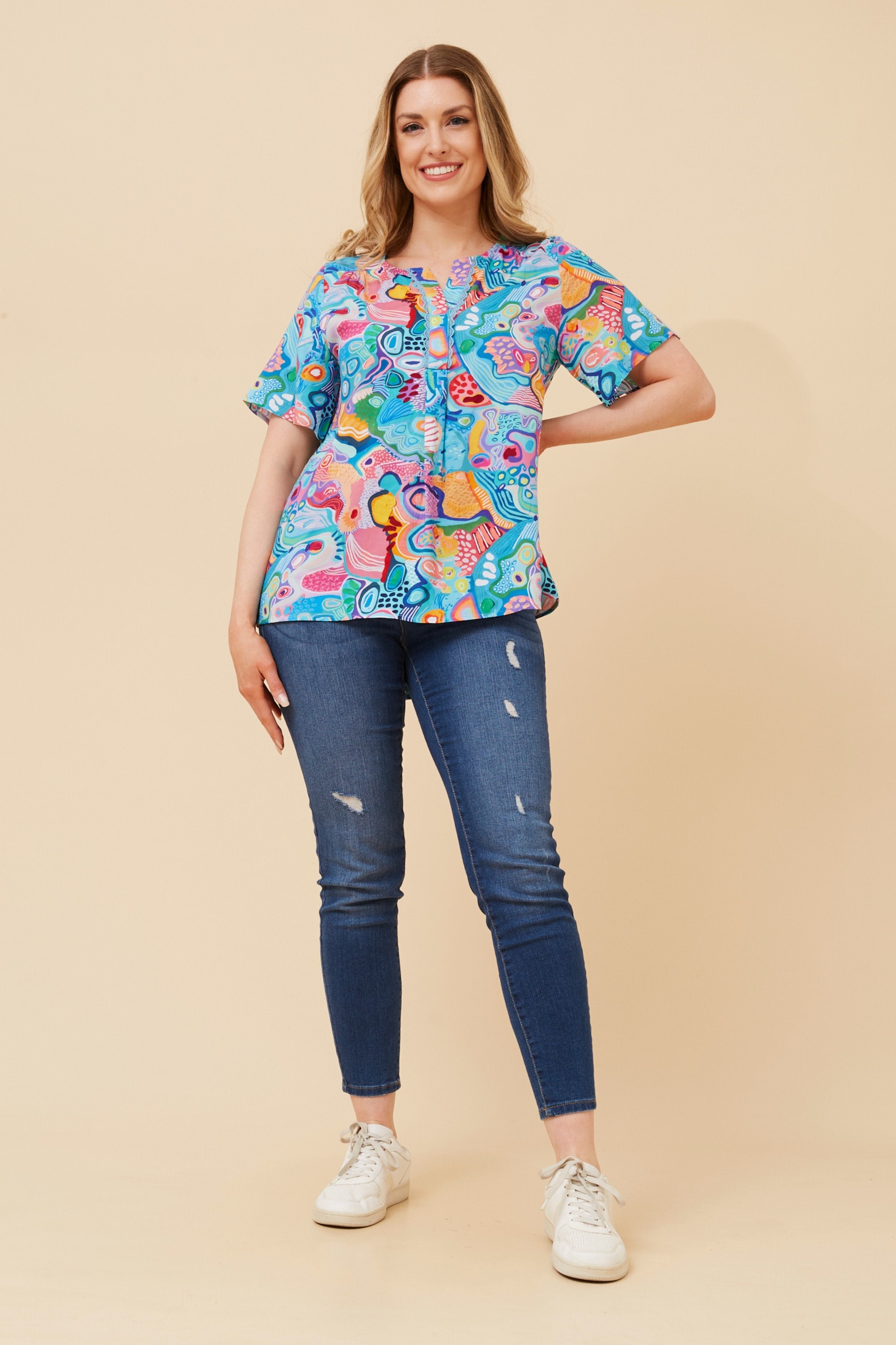 ZOLYNN ABSTRACT PRINT TOP