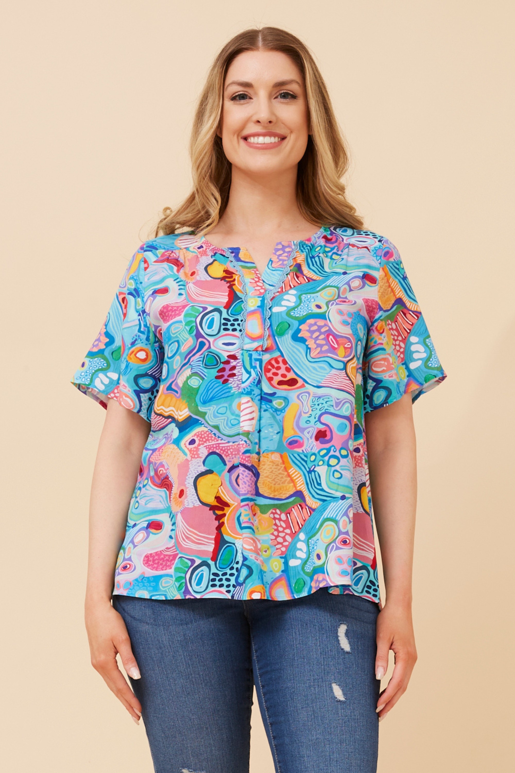 ZOLYNN ABSTRACT PRINT TOP