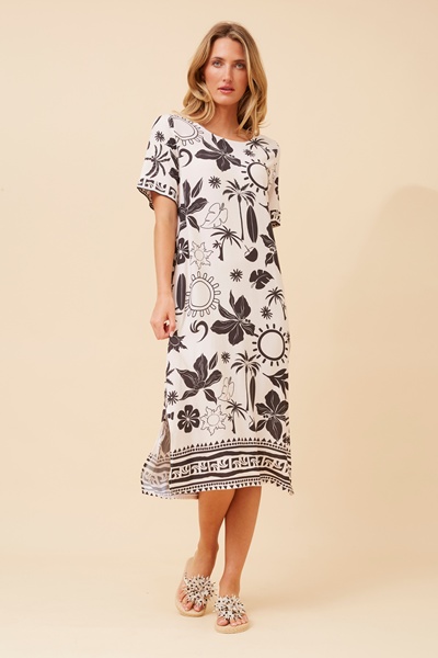 ZORIKA BORDER PRINT DRESS