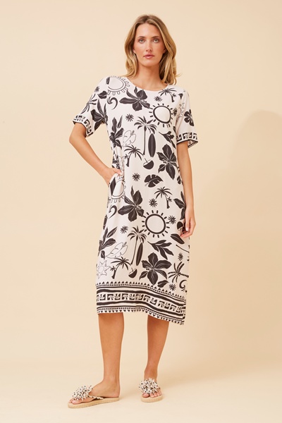 ZORIKA BORDER PRINT DRESS