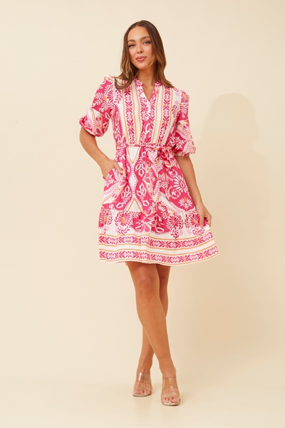 ZORINA BORDER PRINT DRESS