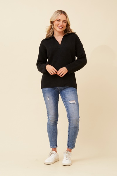 ZYLA JONNY COLLAR KNIT PULLOVER